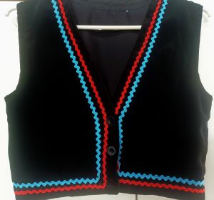 Kids Costumes to Hire - Waistcoat with blue & red braiding - TEEN